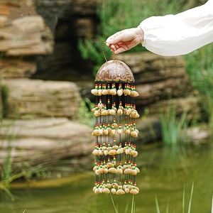 Campana de Viento de Cáscara de Coco en Oferta, Campana de Meditación y Yoga, Adorno Colgante para Exteriores, Instrumentos de Sanación - Product Image 4