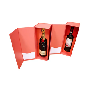 Wooden Rigid Gift <b>Box</b> Set With Two Wine Bottles And Glasses Handle For Beverage Storage Rectangle Shape Sponge Liner UV Printing - Product Image 5