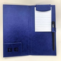 Porte-documents élégant en cuir PU bleu, organiseur de factures, clip magnétique avec porte-stylo pour le bureau et les affaires