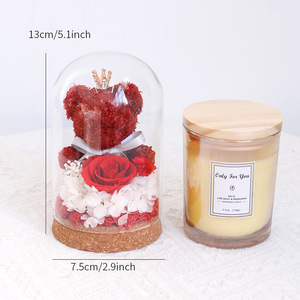 Regalo Creativo, Oso de Flores Eternas con Cubierta de Cristal y Rosa Real para el Día de la Madre, San Valentín y Cumpleaños - Product Image 5
