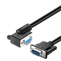Cable de Comunicación Industrial RS232 DB9 Hembra a Macho con Conector en Ángulo de 90 Grados, Niquelado