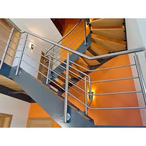 Moderne Doppelstrahler-Stringtreppe gewerbliche Metallstufen innenraum vorgefertigte Treppen Stahltreppen