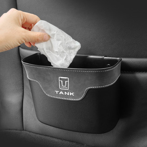Cubo de basura rectangular de cuero de gamuza para coche, almacenamiento en el asiento trasero, impermeable y resistente a la presión - Product Image 1