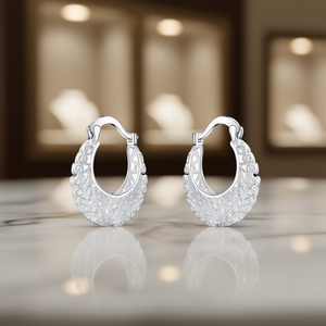 Elegantes Pendientes de Aro de Plata 925 Chapados en Oro Blanco con Microincrustaciones de Cristal de Estrás para Mujer, Clásicos para Uso Diario - Product Image 2