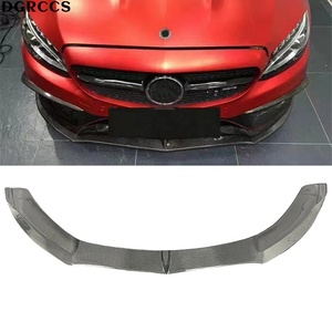 W205 Style Carbon Fiber Front Lip Accessory <b>Kit</b> with Vacuum Technology Screw Fixing-Sports for 2019-2021 - Product Image 1