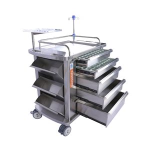 Chariot d'urgence en acier inoxydable Red Star 630x480x890mm, 5 niveaux, véhicule de livraison de médicaments, chariot d'hôpital - Product Image 2