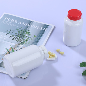 ขวดบรรจุภัณฑ์อาหารเสริมขนาด 500 มล. ขวดพลาสติก PET สีขาว ขวดทรงกลมกันแสง ขวดเก็บน้ำมันปลาแบบปิดผนึก - Product Image 2