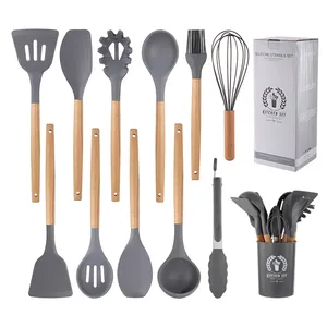 Premium Colorful Silicone Kitchen Utensils Wholesale Kitchen Cooking 11Pcs Silicone Utensils Sets