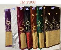 Tissu en velours élégant de haute qualité pour femmes, orné de paillettes, de dentelle, de perles et de strass, écologique, 100% coton, 5 yards