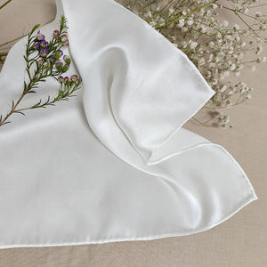 100% रेशम 20 मिमी कस्टम सादे सफेद रेशम साटन वर्ग स्कार्फ कोई पेंटिंग के लिए नहीं - Product Image 5