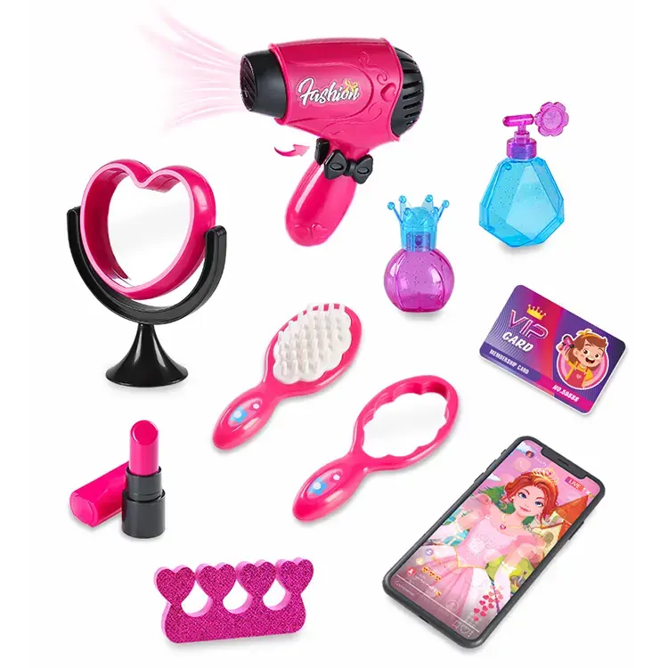 Hot sales kids play house make up games haircut set manicure toy pretend play girls beauty hair salon toys
