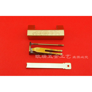 Chinese Style Brass Furniture <b>Lock</b> 60mm Length 37mm Spacing Durable Wooden Box <b>Cabinet</b> Padlock - Product Image 2