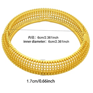 Brazalete de Boda de Lujo Chapado en Oro de 24k, Diseño Hueco, Estilo Indio, Venta al por Mayor, Joyería de Dubái para Mujer - Product Image 4