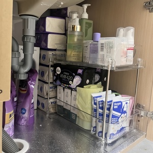 Standing Kitchen Plastic Clutter <strong>Organizer</strong> Put Out Under Sink Drawer 2 Tier Rack <strong>Bath</strong> Room Storage Stands - Product Image 5