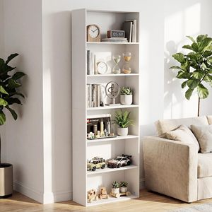 SENYU Étagère Moderne Blanche à 6 Niveaux, Bibliothèque Autoportante Gain de Place pour Salon et Bureau à Domicile, Design Minimaliste - Product Image 4