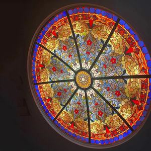 Dôme en verre Tiffany personnalisé directement de l'usine, dôme de plafond en verre teinté pour église, à vendre pour hôtel, maison, toit en verre, ou comme élément architectural. - Product Image 1