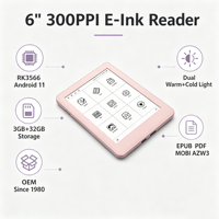 Lector de Libros Electrónicos con Pantalla de Tinta Electrónica Android 11 de 6 Pulgadas, 300PPI, RK3566 Quad Core, 3GB, 32GB, Google Play, WiFi, OTG, Retroiluminación Dual, Logotipo Personalizado OEM