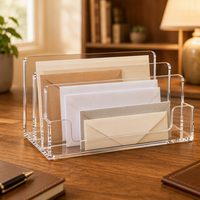 Organisateur de courrier en acrylique Calic avec séparateurs, boîte de bureau transparente pour lettres, enveloppes, documents, logo personnalisé, usine ODM