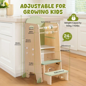 Torre de Aprendizaje de Madera con <span class=keywords><strong>Pizarra</strong></span> para Niños, Taburete de Cocina para Niños, Torre de Apoyo para Niños y Niñas - Product Image 6