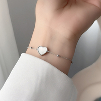 Pulsera de Piedra Natural Dan Jewelry para Mujer, Uso Diario, Pulsera de Corazón para Regalo de Aniversario o Cumpleaños, Plata de Ley 925 con Cuentas