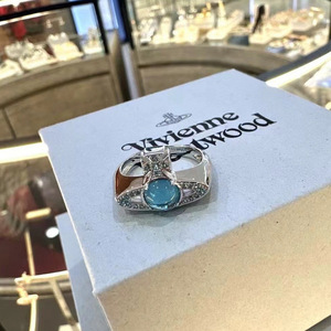 Anillo de Zirconia Cúbica Saturno Azul Agua Vivienne de Alta Gama para Niños, Plateado en Platino, Moderno, para Aniversario - Product Image 3
