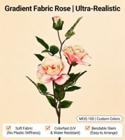 Iris artificiel en plastique rose dégradé, 3 têtes, réaliste, résistant aux UV, tige pliable, décoration pour la maison, mariage, hôtel, fête, marque HR