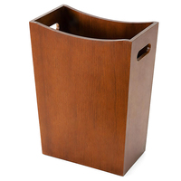 Cubo de Basura de Madera Maciza Resistente al Agua con Asas, Cubo de Basura Delgado con Borde Superior Curvo para Oficina, Hogar y Baño