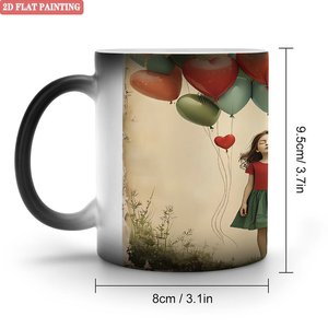 แก้วเซรามิกสีดำด้าน 11 ออนซ์ แก้วกาแฟเปลี่ยนสีเมื่อโดนความร้อน ลายเพ้นท์แบบแบน 2 มิติ - Product Image 1