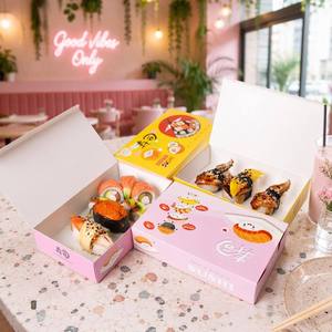 Caja de <span class=keywords><strong>Sushi</strong></span> de Papel Impresa Personalizada, Contenedor Desechable para Llevar <span class=keywords><strong>Sushi</strong></span> con Diseño de <span class=keywords><strong>Sakura</strong></span>, Caja de Comida de Diseño Japonés al por Mayor OEM - Product Image 2