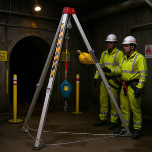 Kit de Trípode de Rescate para Espacios Confinados, Patas de 7', Cable de Acero de 98 Pies, Cabrestante de 1200 Libras, Accionamiento Manual de Aluminio - Product Image 2