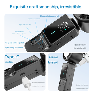 3000mAh Rechargeable Handheld Led Display 100 High Speed Portable Lightweight Turbo Pocket <b>Fan</b> with Semiconductor Cooling - Product Image 4