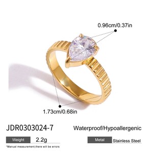 Stainless Steel 18K PVD Plating Tennis <b>Ring</b> Cubic Zircon Adjustable Open <b>Finger</b> <b>Rings</b> for Girls - Product Image 5
