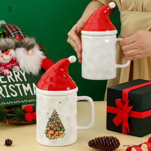 Taza Navideña de Cerámica Tao Zhizhi con Tapa, Gran Capacidad, Estilo Europeo, Taza de Regalo para las Fiestas - Product Image 1