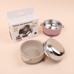Yeni gelenler fonksiyonel kırılmaz çevre dostu çocuklar 304 paslanmaz çelik bebek platin silikon kol emme kasesi takım - Product Image 6