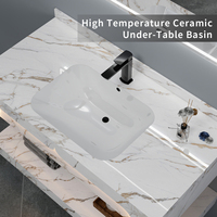 Vasque double moderne de qualité hôtelière, vasque murale rectangulaire en plaque de roche, miroir intelligent en marbre, meuble-lavabo de salle de bain pour villas et chambres