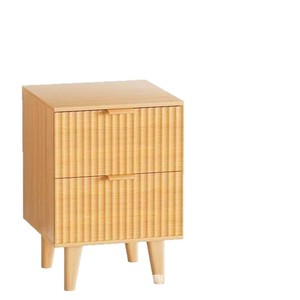 Wooden bedside table with <b>storage</b> slots, modern minimalist style <b>bedroom</b> <b>storage</b> <b>cabinet</b>, wooden side table, double-layer - Product Image 5