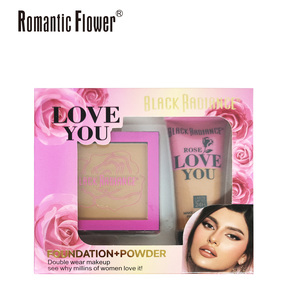 Kit 2 in 1 per il Trucco del Viso: Polvere Compatta Opacizzante e Fondotinta per Pelli Scure - Product Image 1