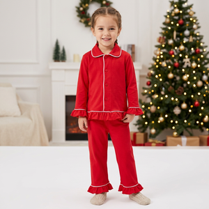 Christmas Family Matching Pajamas Red Cotton Sleepwear Long Sleeve Pants 2Pcs Sets & Gown Pajamas Adult Kids Matching Outfits - Product Image 2