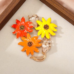 Broche de mode haut de gamme européenne américaine 1PC accessoire unisexe avec Helianthus Annuus motif écharpe Clip émail fleur broche fermoir - Product Image 5