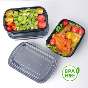 Conteneur de préparation de repas jetable rond en PP de 1000 ml, résistant à la chaleur 130° ℃   Conteneur hermétique pour <span class=keywords><strong>livraison</strong></span> de plats chauds, compatible micro-ondes - Product Image 1