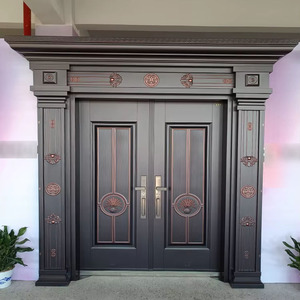 <span class=keywords><strong>Porte</strong></span> d'entrée TECHTOP inspirée de l'Art déco, design moderne à cadre fin, grandes emplacements en verre, étanche, optimise la lumière naturelle - Product Image 6