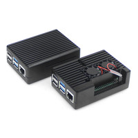 Caja de aleación de aluminio Raspberry Pi 4B, caja protectora de refrigeración con doble ventilador para placa base