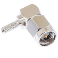 Conector RP para SMA de Ángulo Recto (R/A) Macho de 1 Puerto, Contactos de Aleación de Cobre y Berilio, Chapado en Oro, 5 Ohmios, 0-6 GHz para PCB RF
