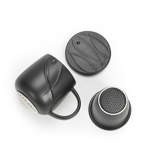 Nouvelle tasse à thé en céramique 12oz avec Logo gravé personnalisé, noir et blanc mat avec infuseur et couvercle - Product Image 1