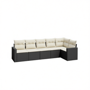 Black And Cream Garden <b>Sofa</b> <b>Set</b> Outdoor Rattan With High Density Foam Cushions Contemporary Design Waterproof For Patio Use - Product Image 1