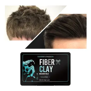 Caja cuadrada Nueva llegada Hombres Producto de peinado Fibra de cabello Arcilla Textura mate Tipo de estilo