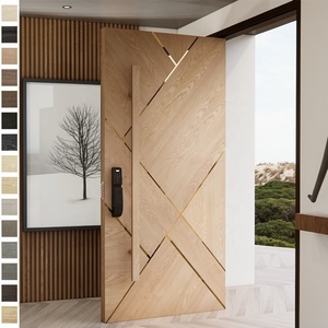 Porte d'entrée en bois massif de style américain moderne antivol pour hôtel, appartement, villa et extérieur de maison - Product Image 4