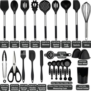 28-Piece Heat-Resistant Non-Stick <b>Silicone</b> Kitchen Utensils Set with Stainless Steel Handle for Cooking & Serving Fish - Product Image 2