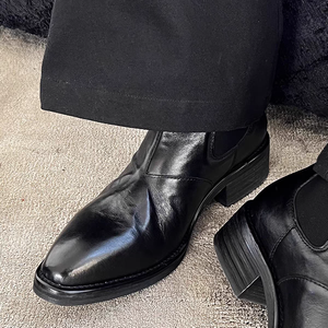 Botas de Cuero Premium para Hombre, Estilo Wizard, de Piel de Vacuno Lavada, con Punta Puntiaguda y Elevada, Suela Gruesa Compuesta, que Aumentan la Altura - Product Image 1