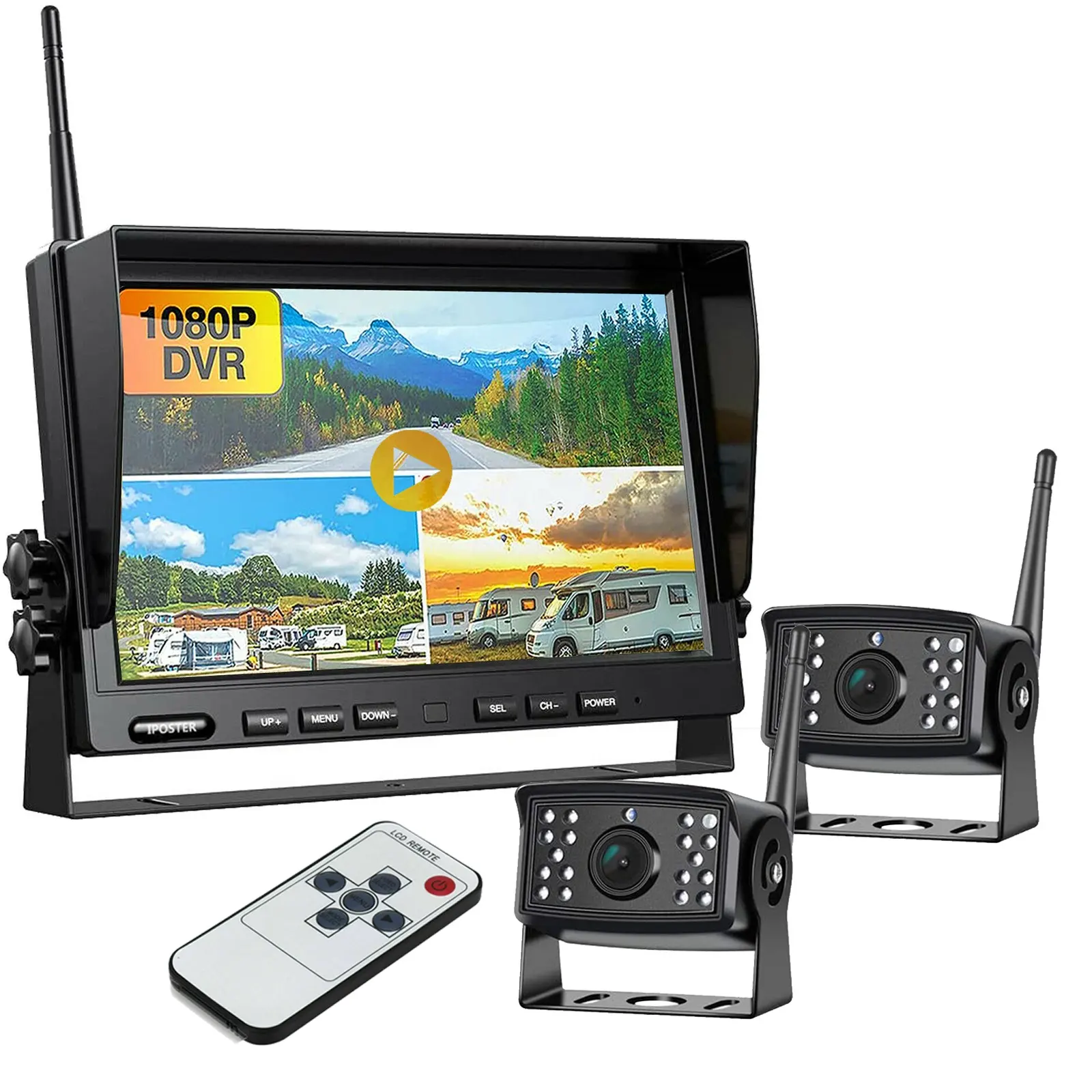 IPoster Monitor kamera mundur, untuk truk Van 10.1 "sinyal Digital WiFi DVR sistem tampilan belakang kartu 1080P Built in DVR